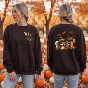 Cozy Spooky Vibes Sweatshirt | Pocket & Back Halloween Graphic TheCraftNook