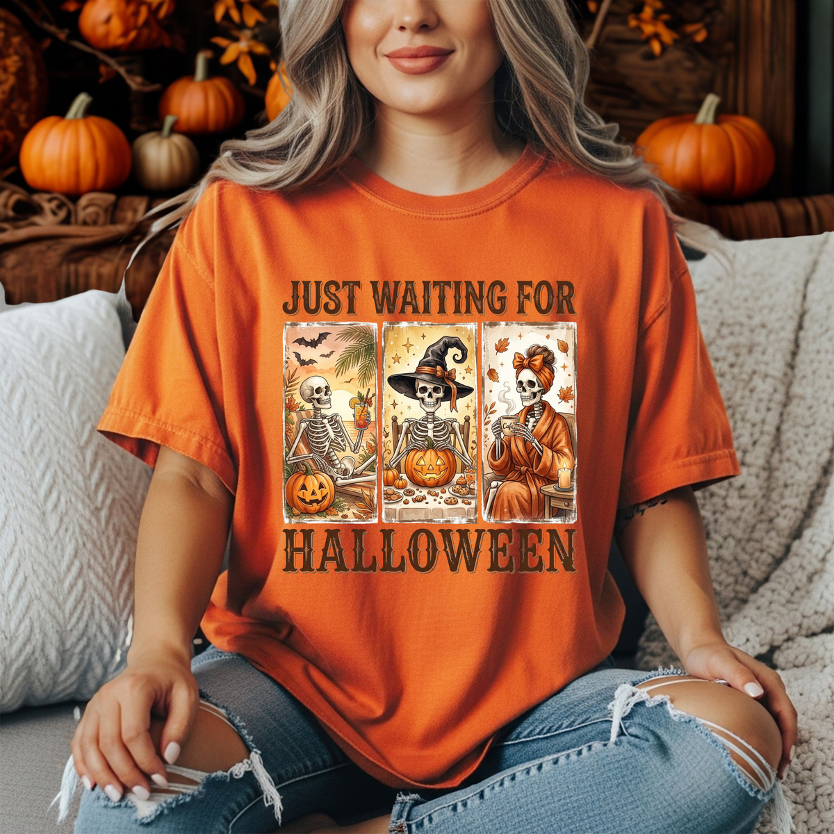 Just Waiting T-Shirt – Funny Halloween Graphic T-Shirt TheCraftNook