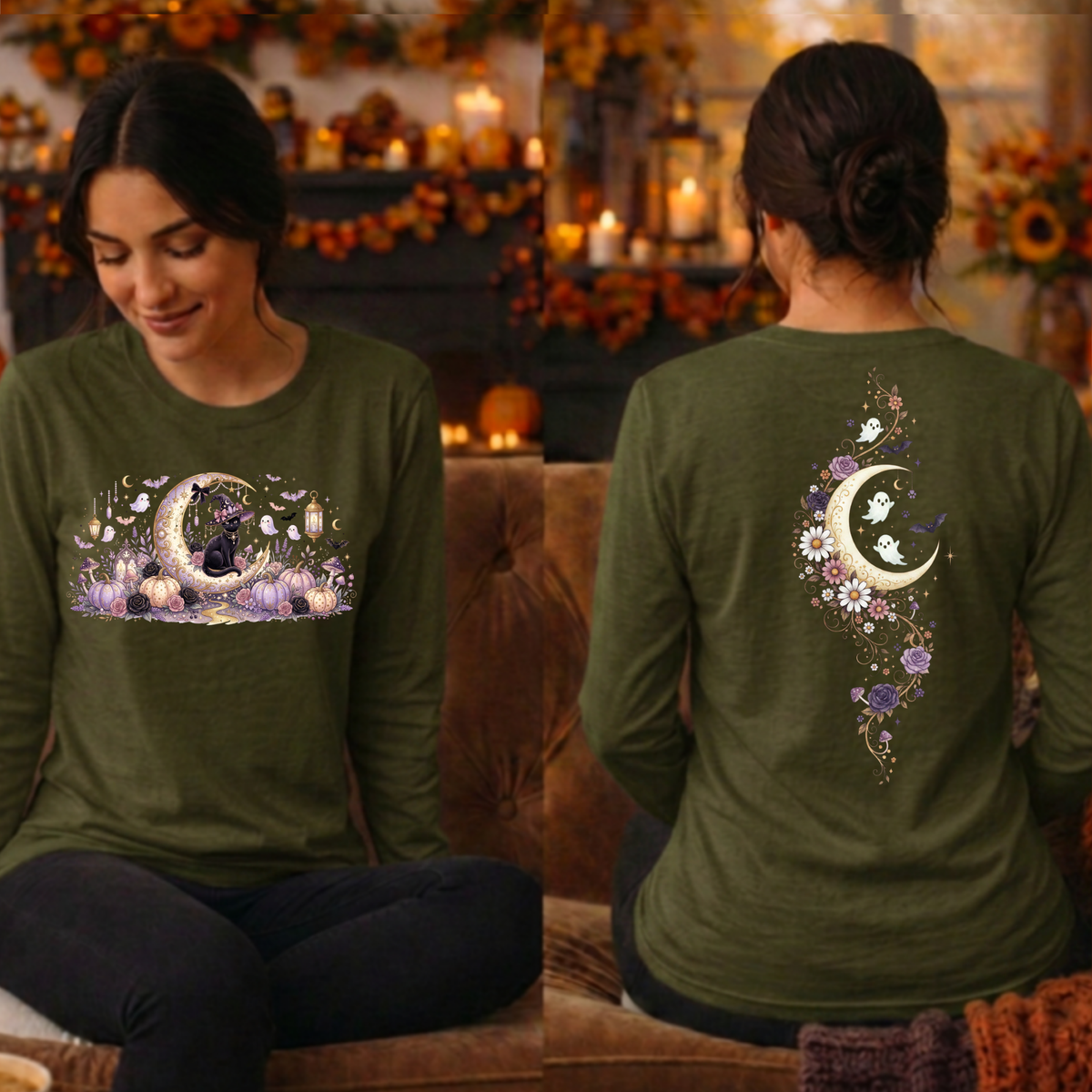 Moonlit Mischief Long Sleeve Tee – Front & Back Graphics TheCraftNook