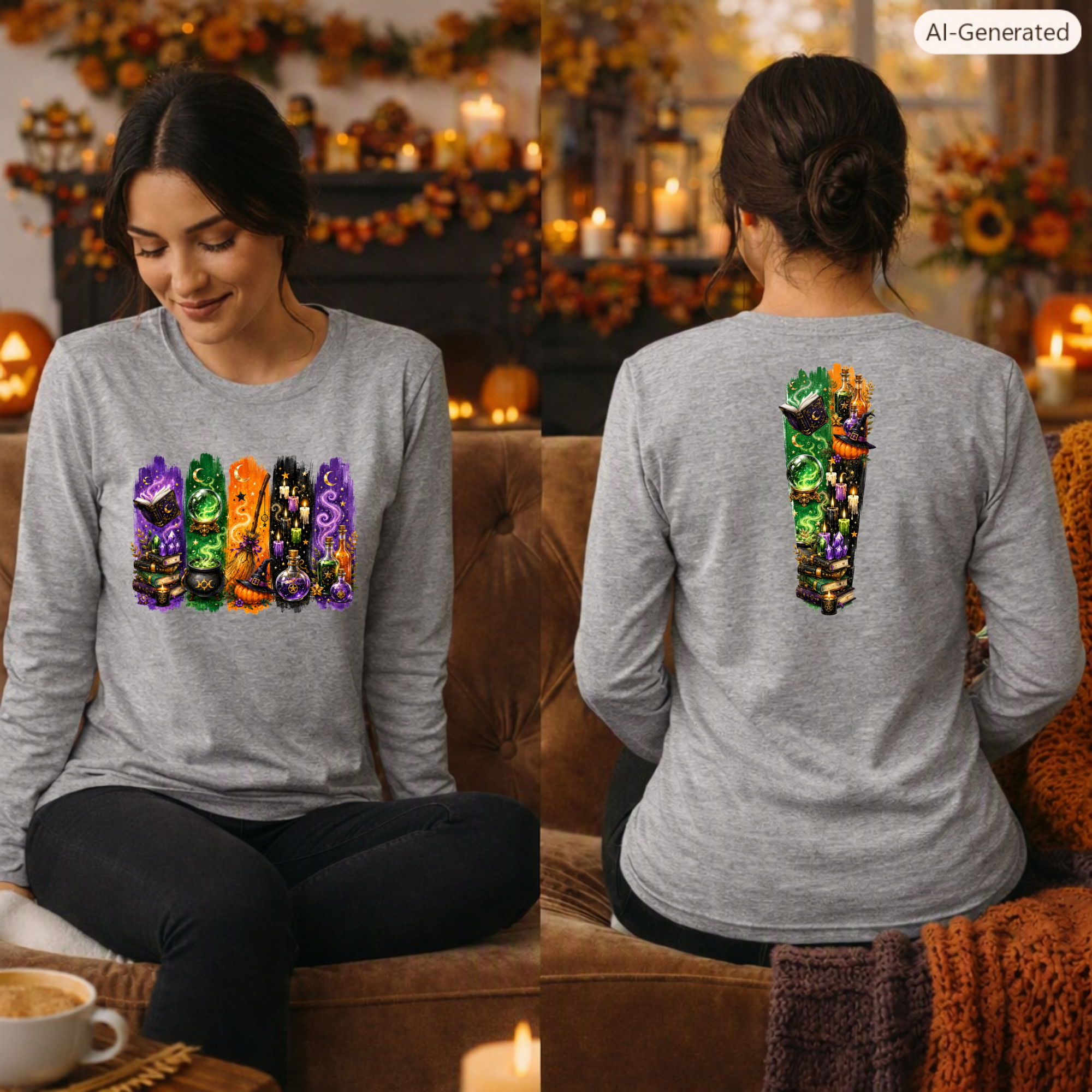 Autumn Alchemy Long Sleeve Tee – Witchy Halloween Graphic