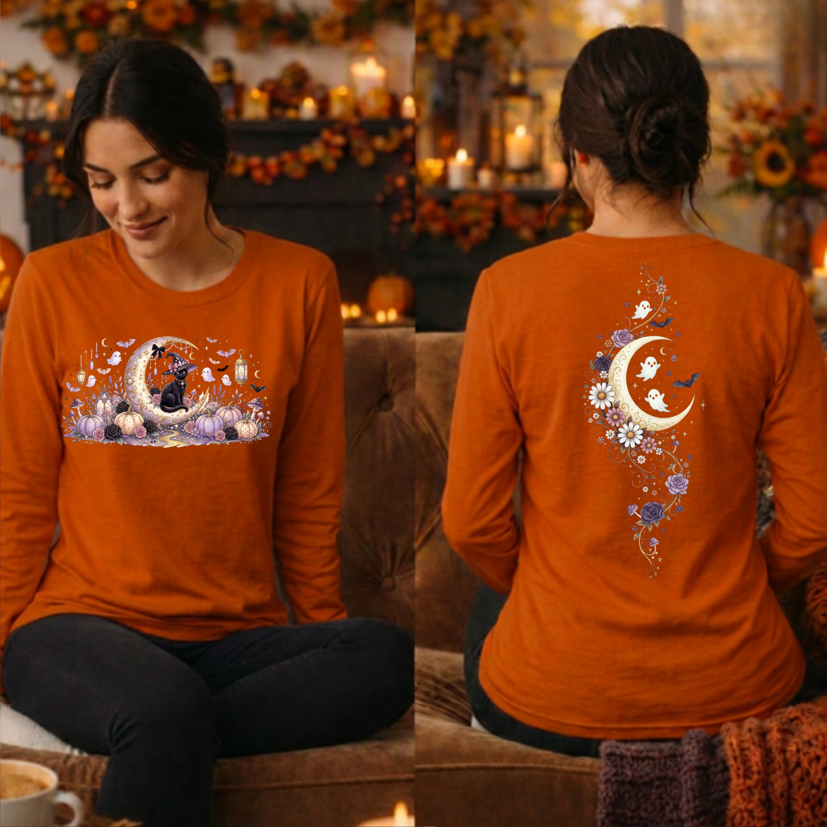 Moonlit Mischief Long Sleeve Tee – Front & Back Graphics TheCraftNook