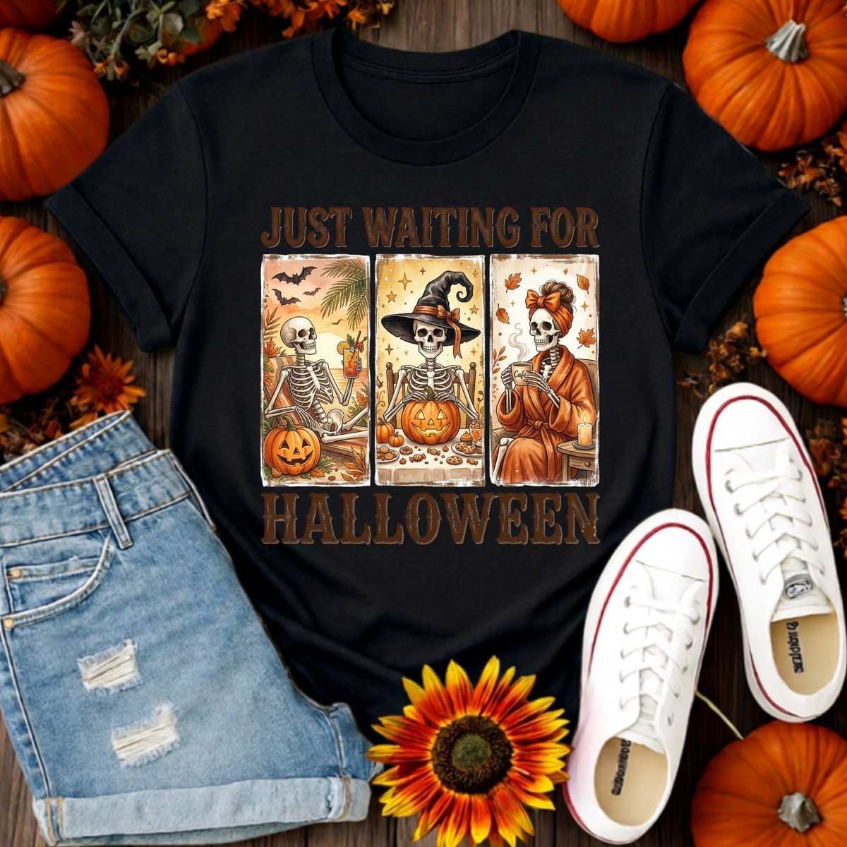Just Waiting T-Shirt – Funny Halloween Graphic T-Shirt TheCraftNook
