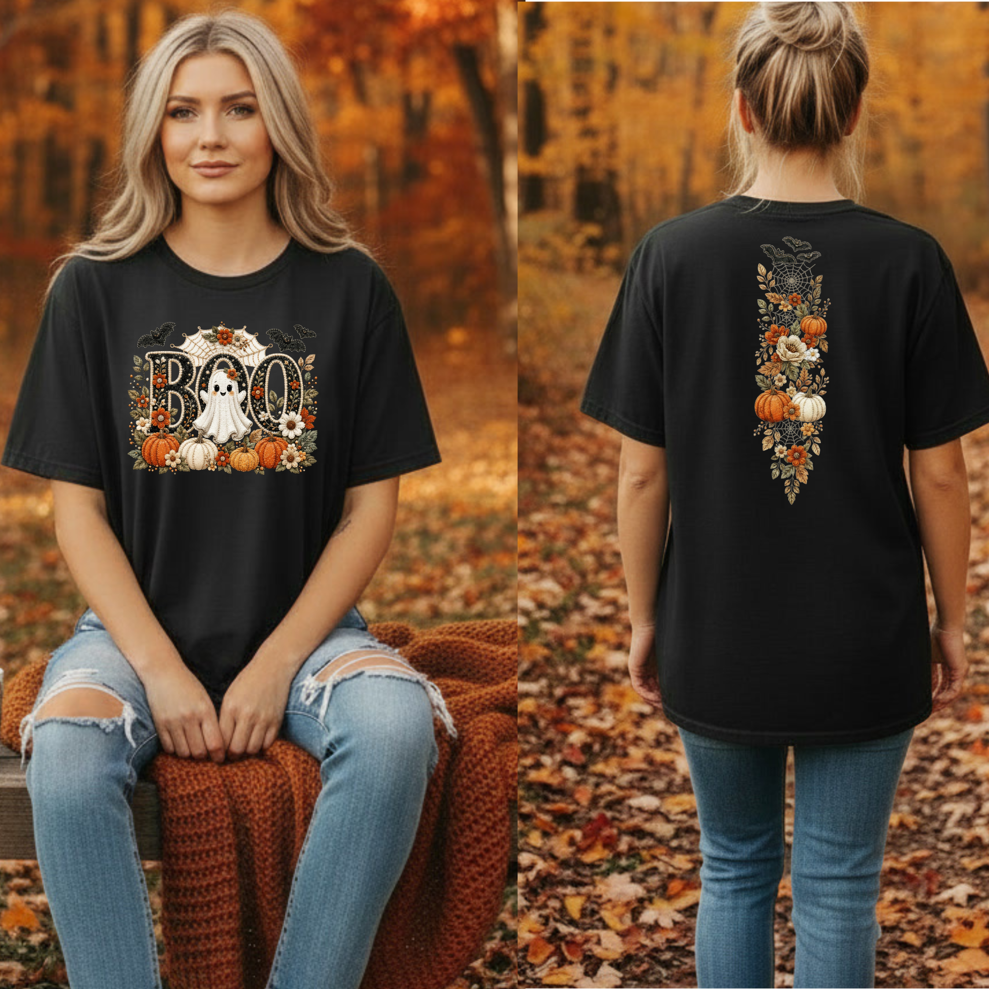 Cute Boo Tee – Halloween T-Shirt with Pocket & Back Graphics