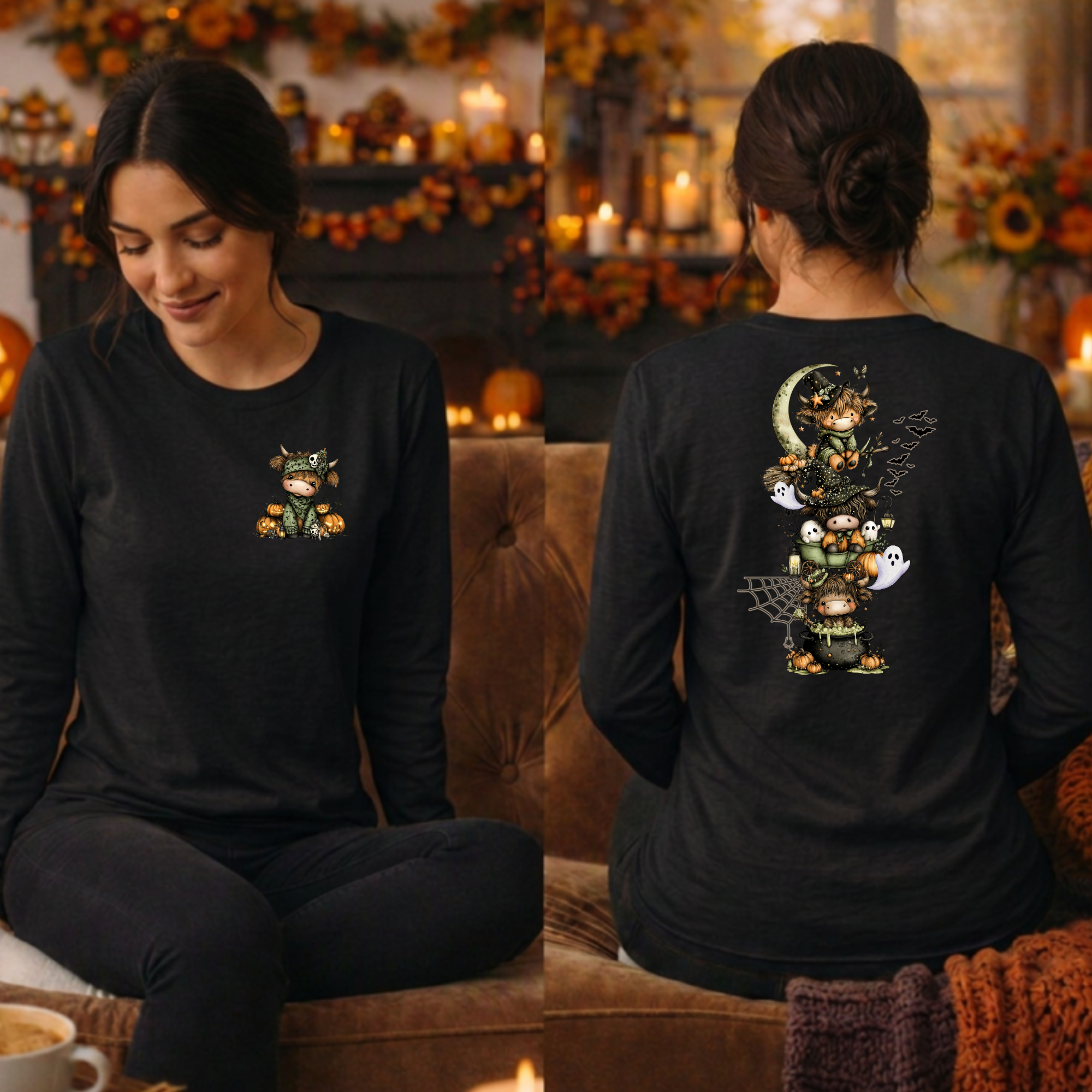 Highland Halloween Long Sleeve Tee – Pocket & Back Graphics