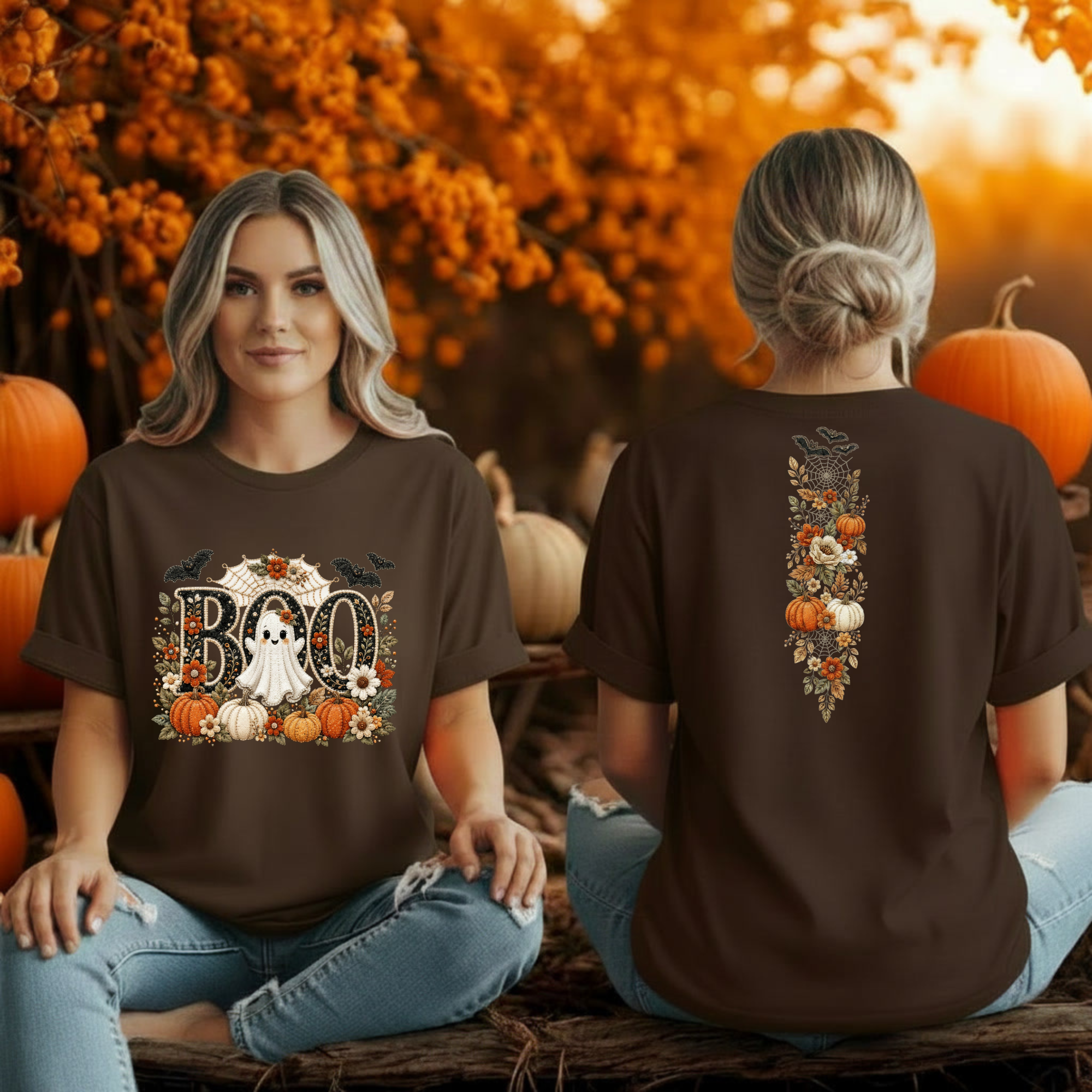 Cute Boo Tee – Halloween T-Shirt with Pocket & Back Graphics