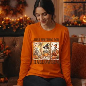 Just Waiting Long Sleeve Tee – Funny Halloween Graphic Long-Sleeve Shirt TheCraftNook