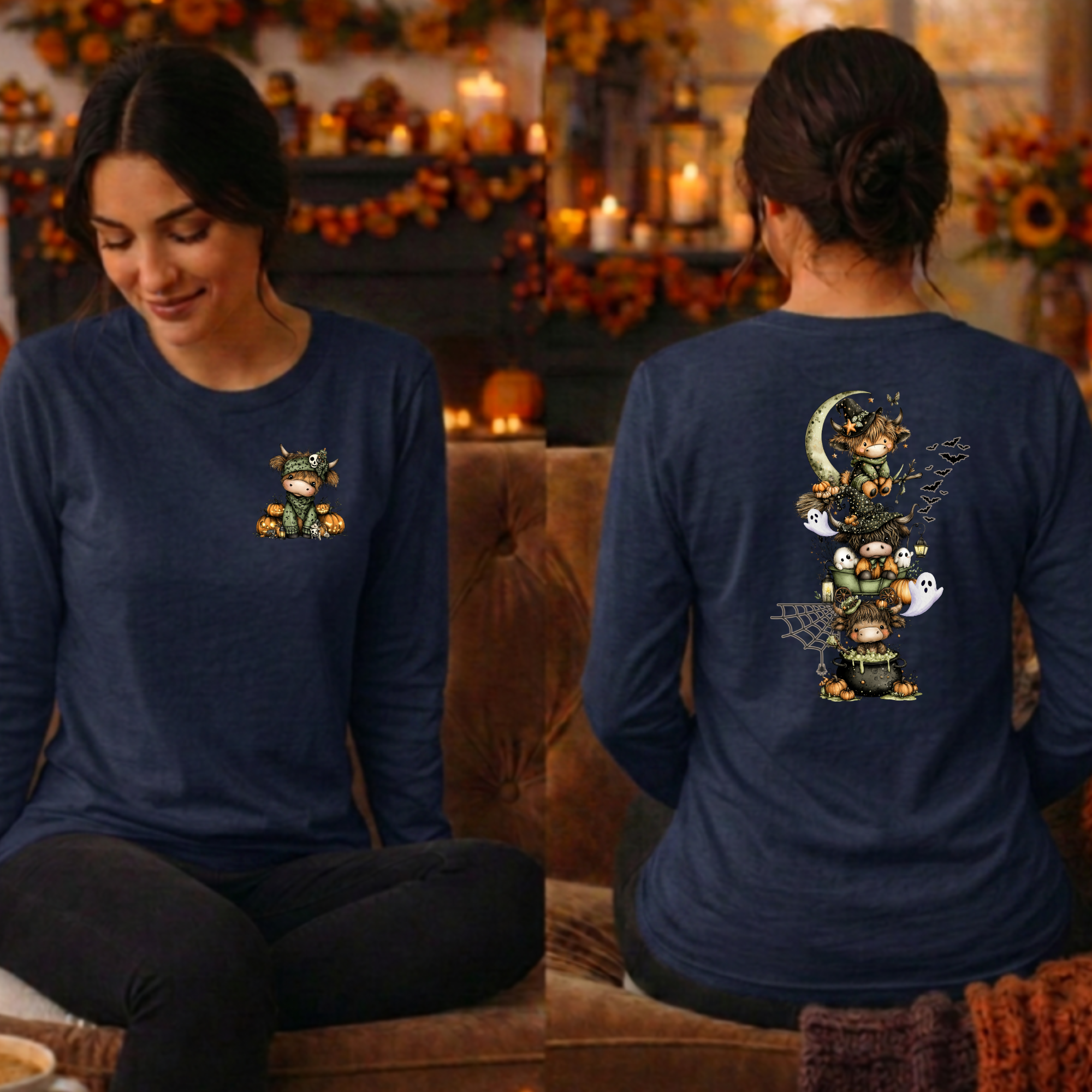 Highland Halloween Long Sleeve Tee – Pocket & Back Graphics
