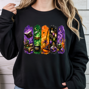 Autumn Alchemy Sweatshirt – Witchy Halloween Crewneck with Cauldron, Spell Books & Potions TheCraftNook