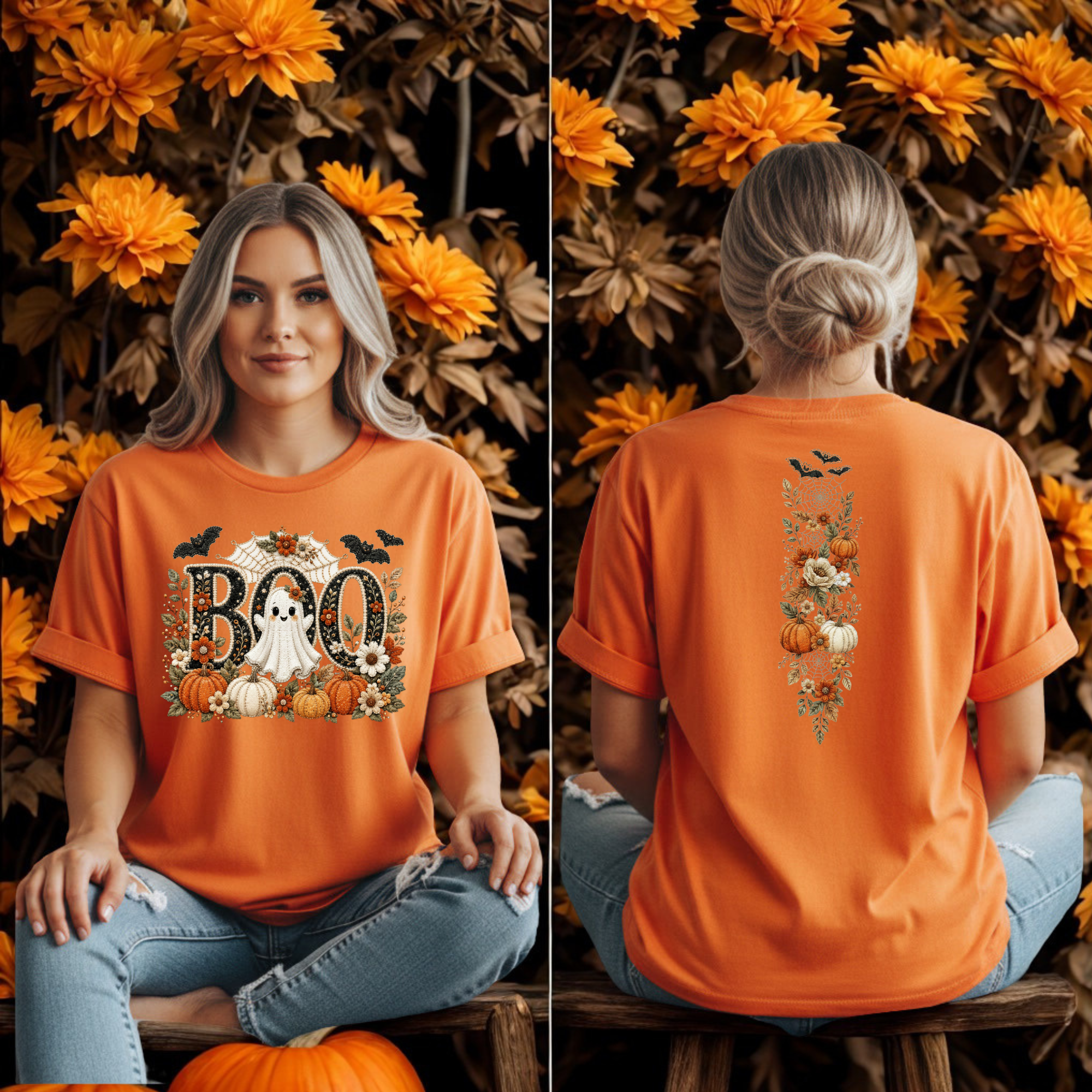 Cute Boo Tee – Halloween T-Shirt with Pocket & Back Graphics