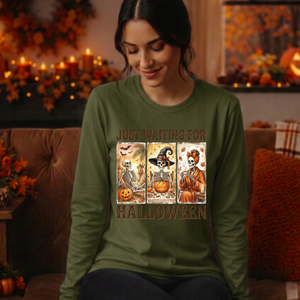 Just Waiting Long Sleeve Tee – Funny Halloween Graphic Long-Sleeve Shirt TheCraftNook