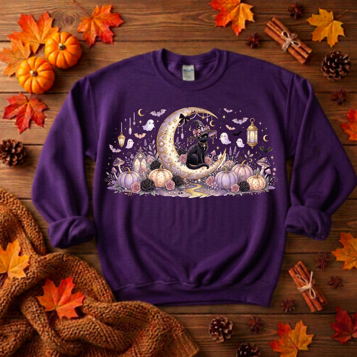 Moonlit Mischief Crew Sweatshirt TheCraftNook
