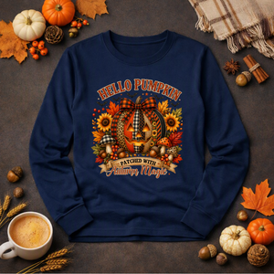 Hello Pumpkin Long Sleeve Tee | Cottagecore Halloween Shirt TheCraftNook