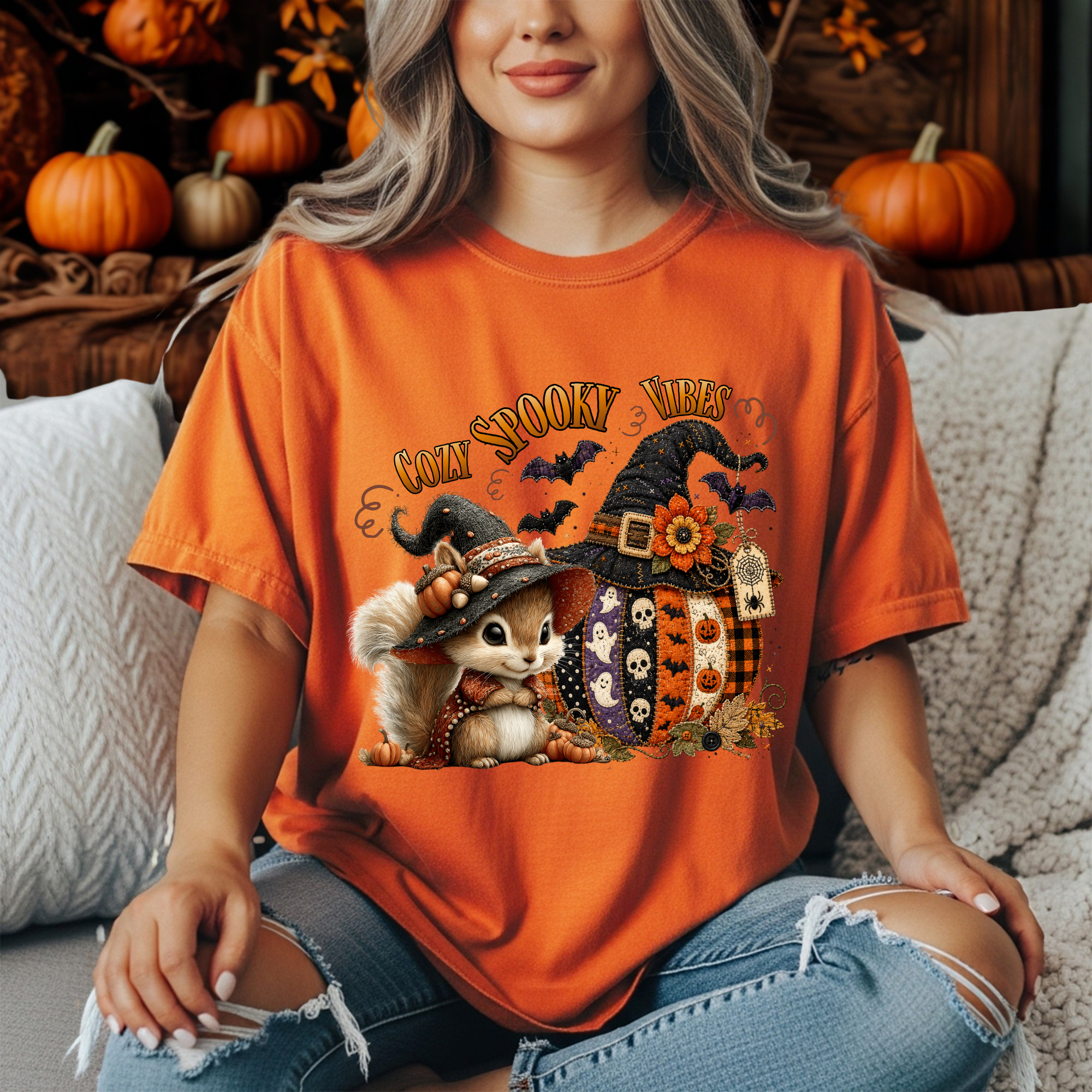Cozy Spooky Vibes Halloween Graphic Tee