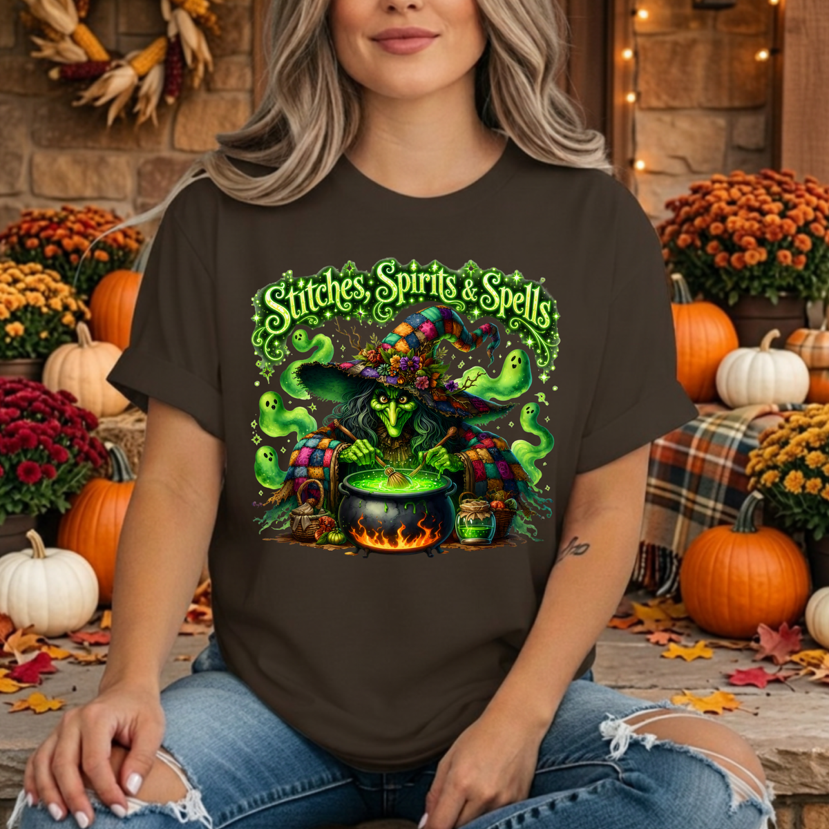 Stitches Spirits Spell T-Shirt | Cottagecore Halloween Tee TheCraftNook