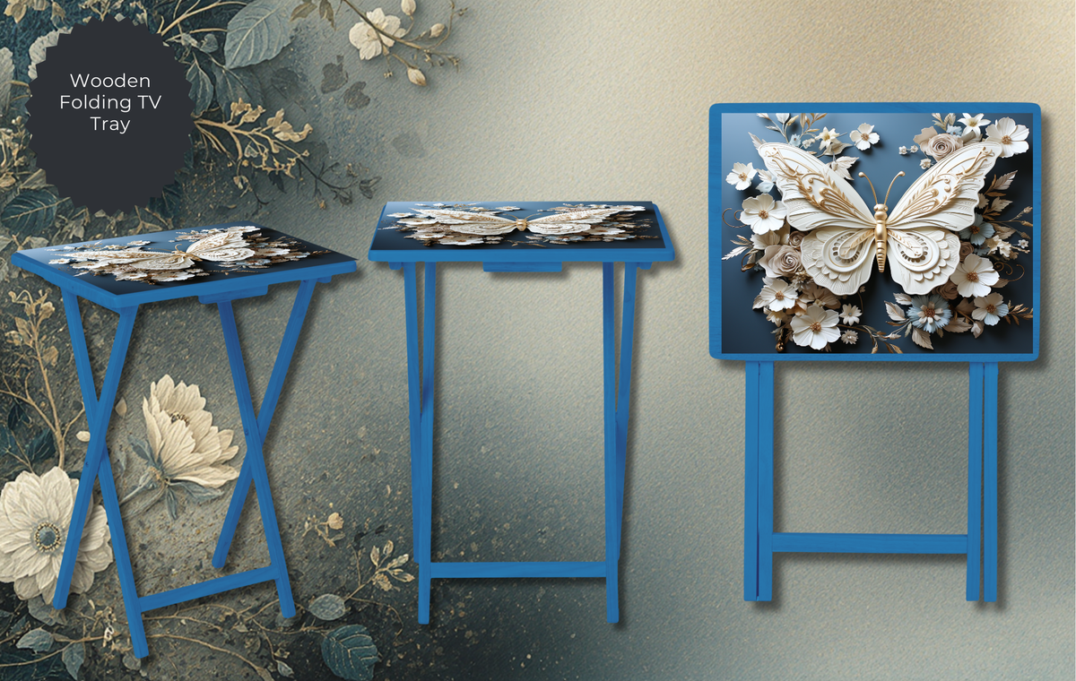 Butterfly Folding TV Trays - Handcrafted Wooden Serving Trays with Glitter TheCraftNook