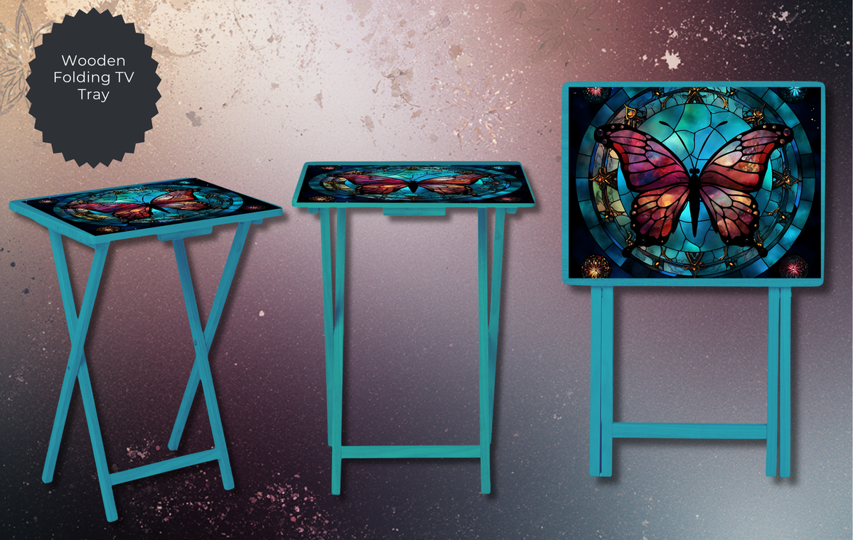 Butterfly Folding TV Trays - Handcrafted Wooden Serving Trays with Glitter TheCraftNook
