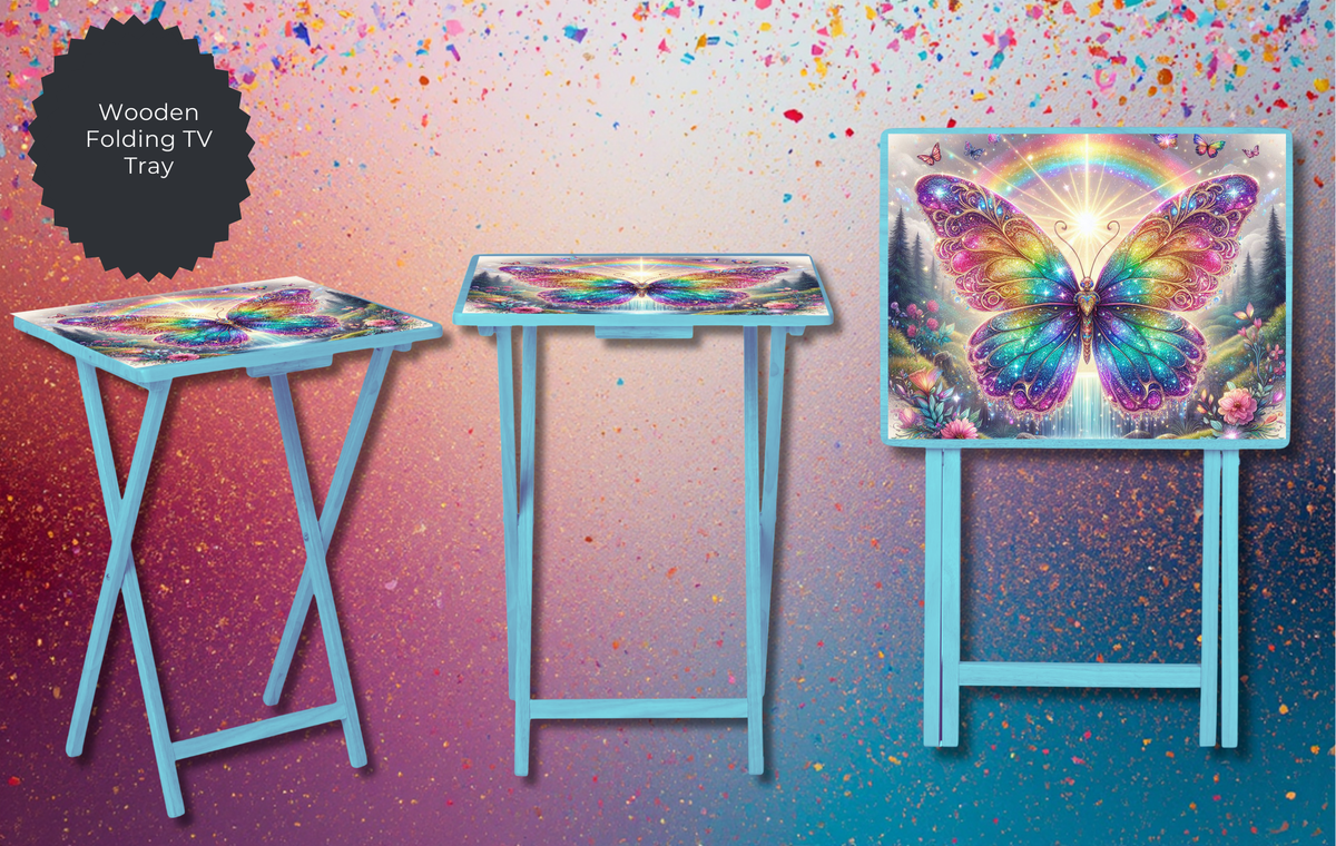 Butterfly Folding TV Trays - Handcrafted Wooden Serving Trays with Glitter TheCraftNook