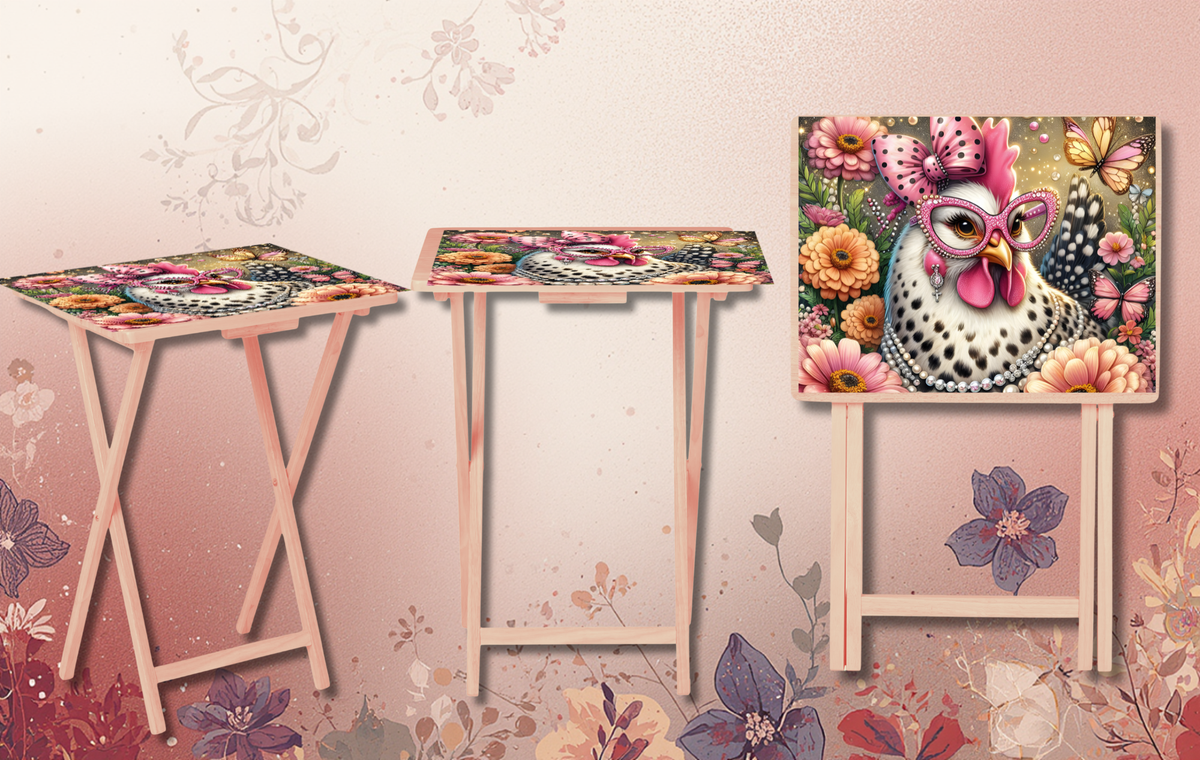 Chicken Foldable Wooden TV Tray or Bed tray/lap Desk, 2 Sizes and Multiple Images Available. TheCraftNook