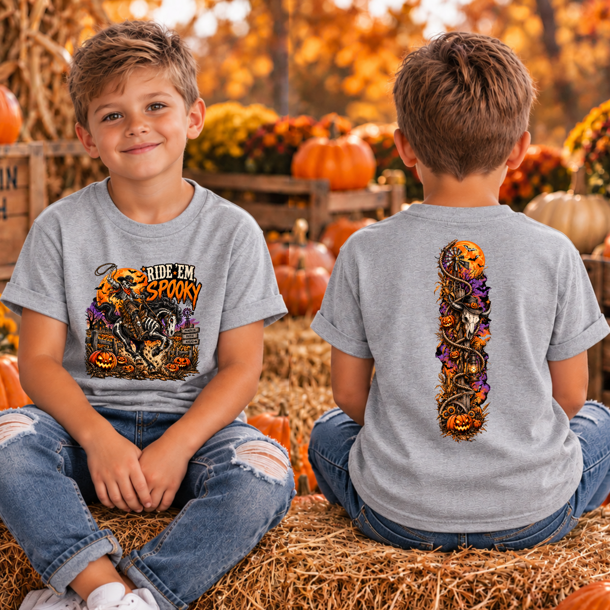 Kids Ride Em Spooky Front and Back Graphics TheCraftNook
