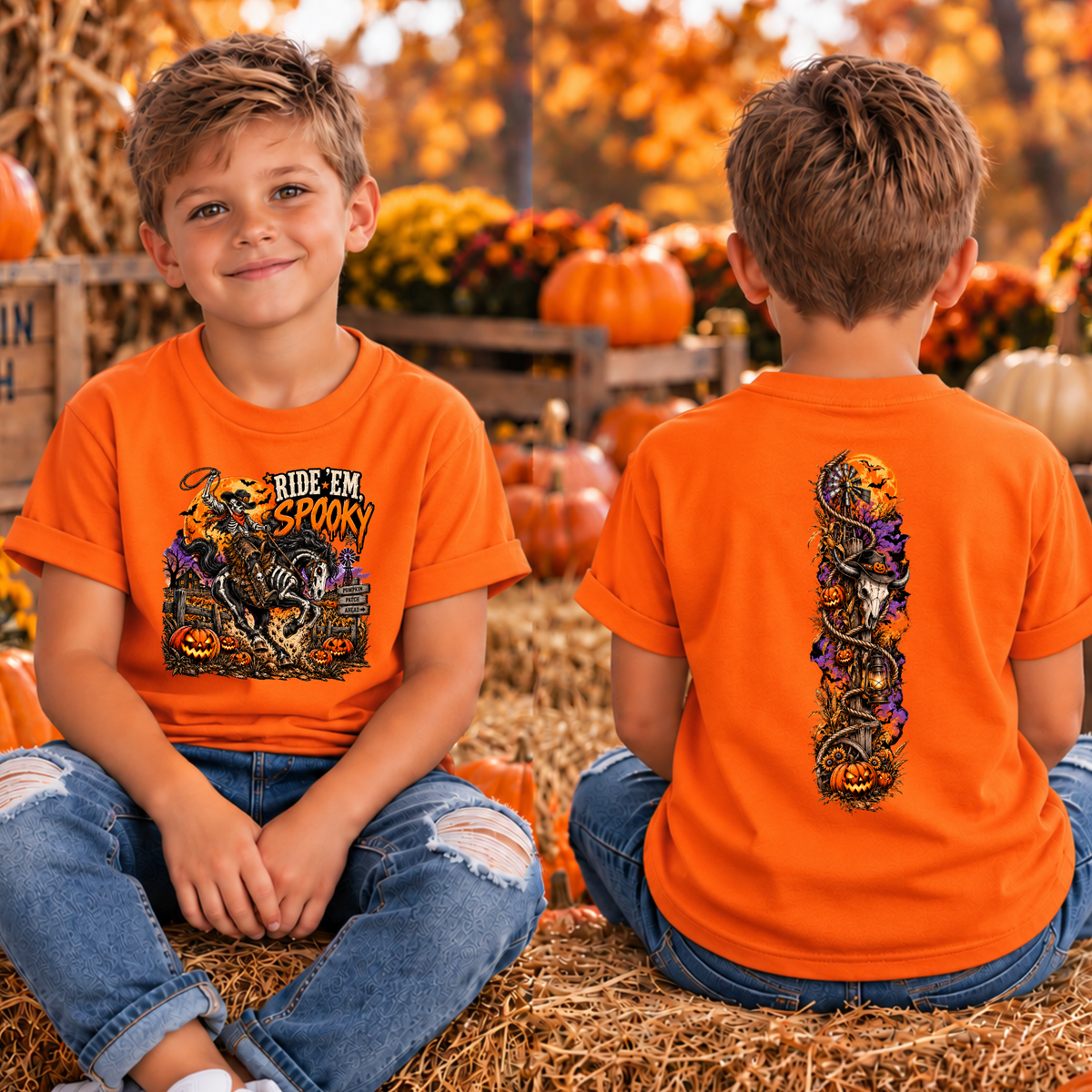 Kids Ride Em Spooky Front and Back Graphics TheCraftNook