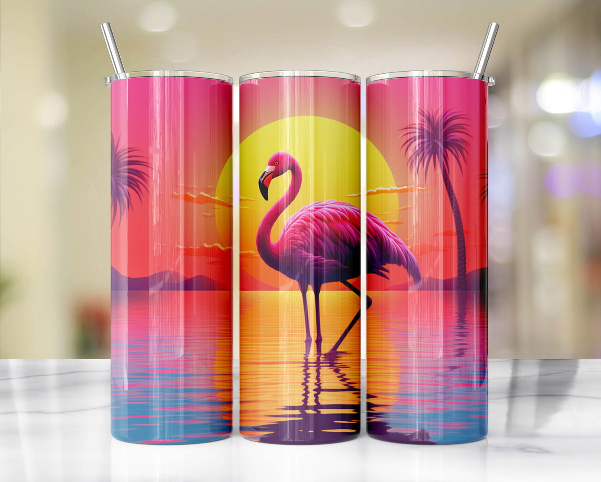 20 oz Pink Paradise Whimsy, Flamingo Stainless-Steel Tumblers. Multiple Sizes and Images Available. TheCraftNook