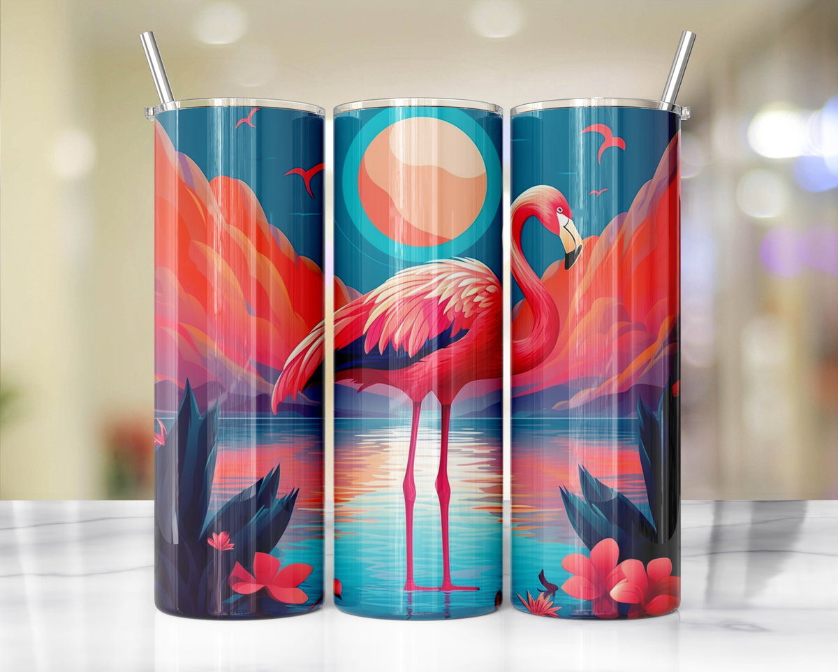 20 oz Pink Paradise Whimsy, Flamingo Stainless-Steel Tumblers. Multiple Sizes and Images Available. TheCraftNook