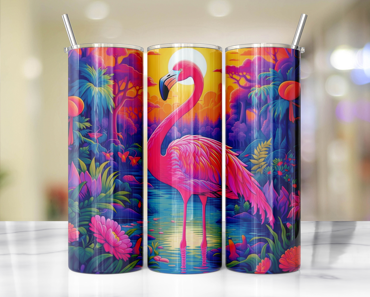 20 oz Pink Paradise Whimsy, Flamingo Stainless-Steel Tumblers. Multiple Sizes and Images Available. TheCraftNook