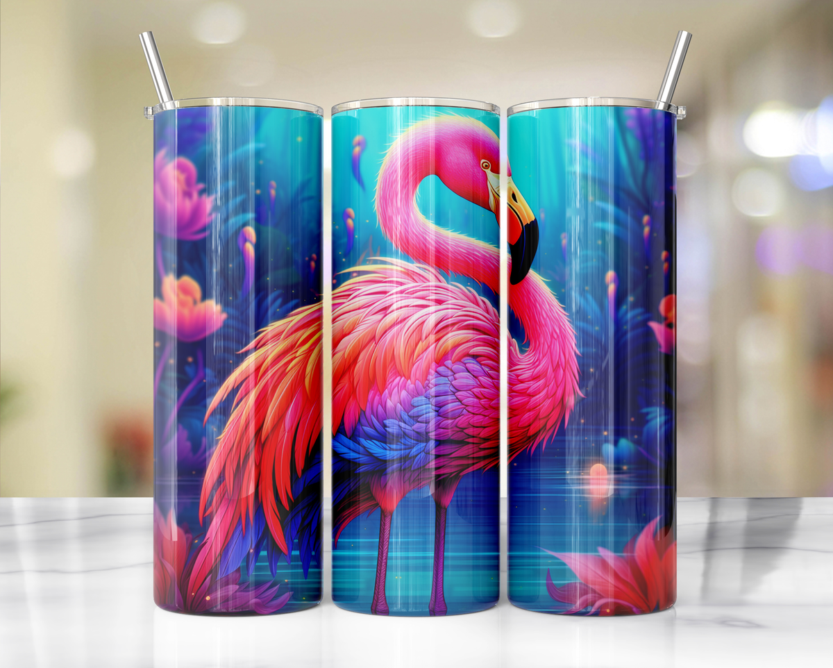 20 oz Pink Paradise Whimsy, Flamingo Stainless-Steel Tumblers. Multiple Sizes and Images Available. TheCraftNook