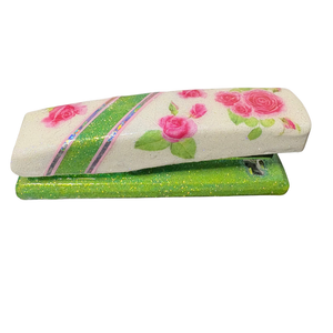 Pink Rose Glitter Desk Set Stapler