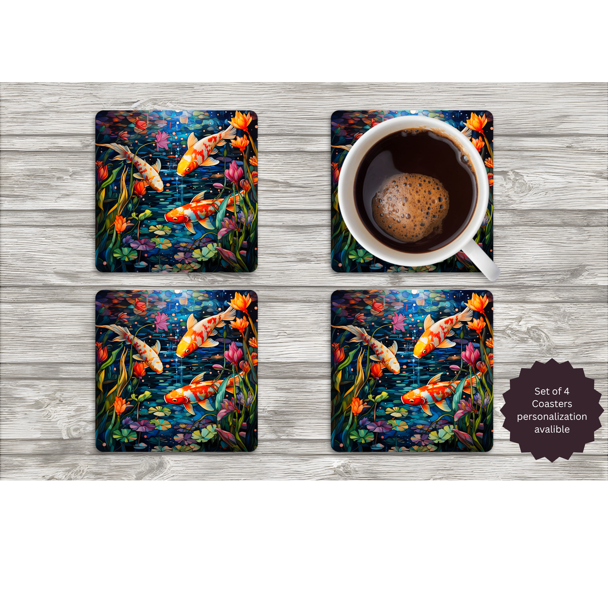 Koi Fish Coasters TheCraftNook