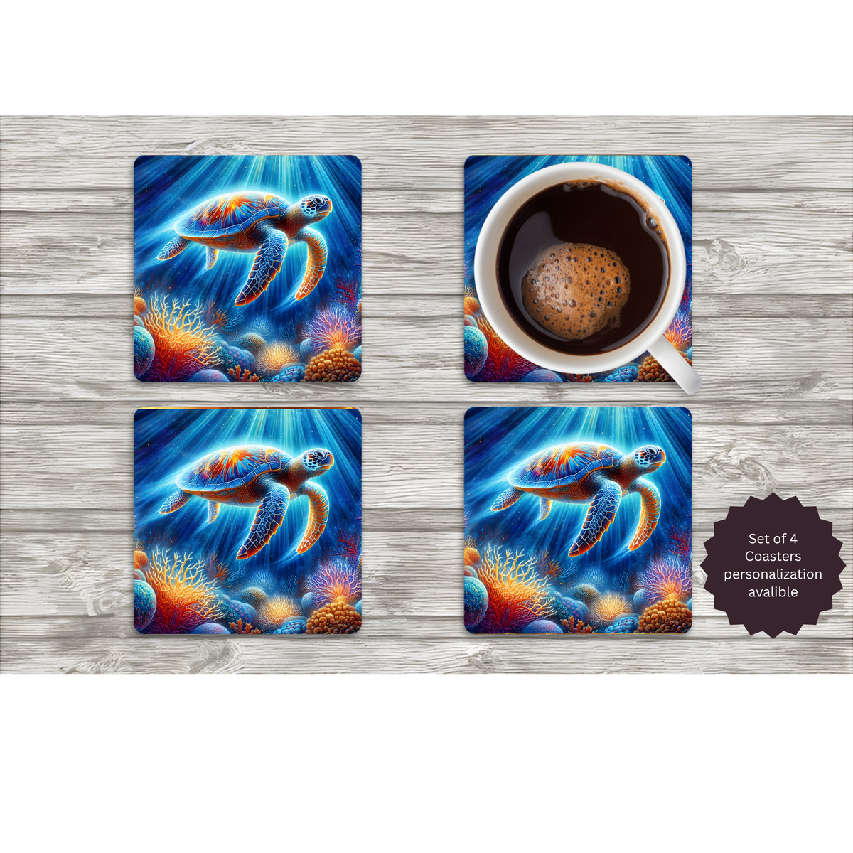 Sea Turtle Coasters — Choose Your Design TheCraftNook