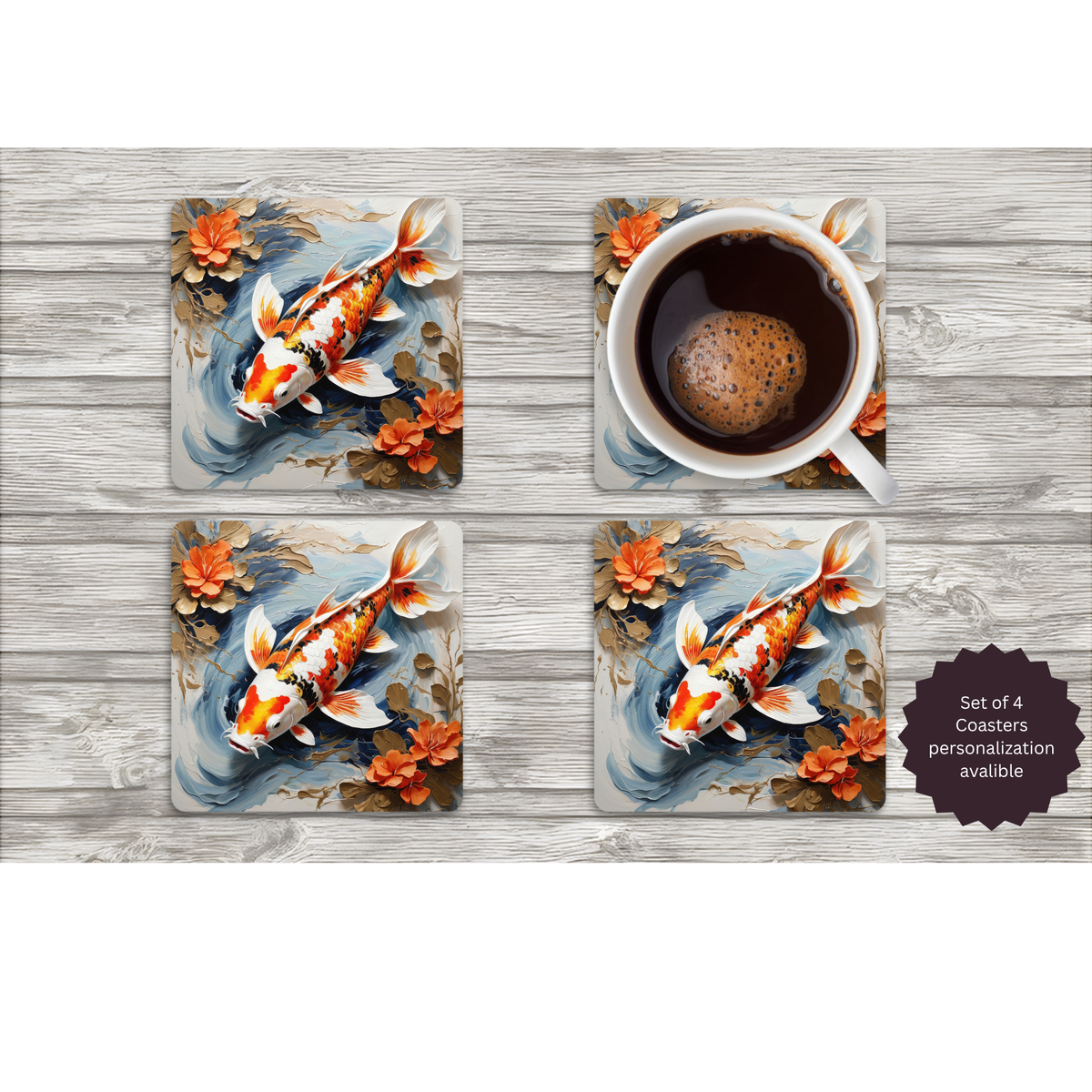 Koi Fish Coasters TheCraftNook