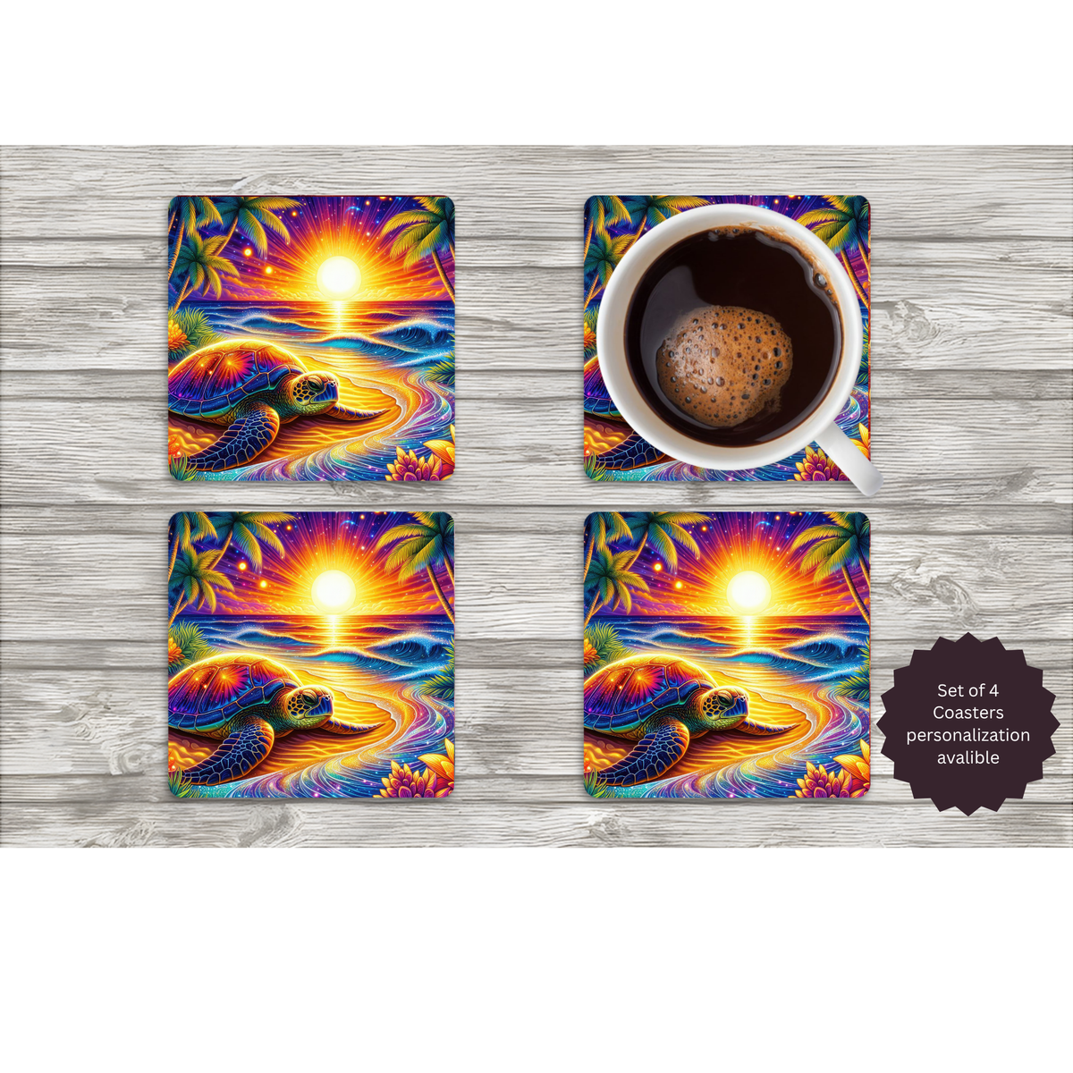 Sea Turtle Coasters — Choose Your Design TheCraftNook