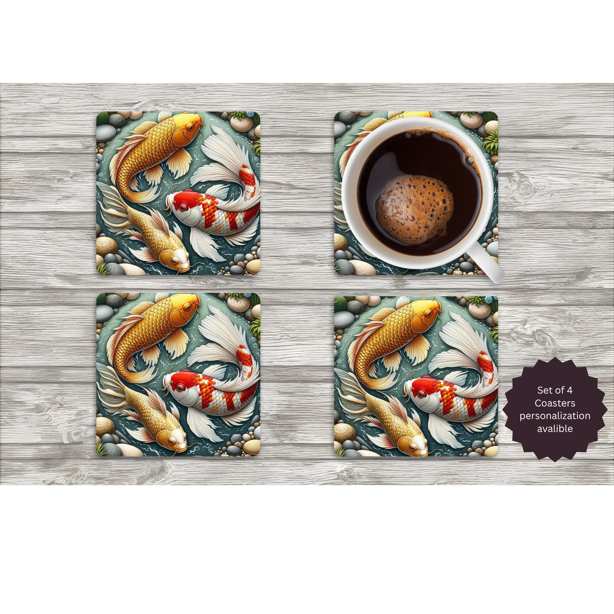 Koi Fish Coasters TheCraftNook