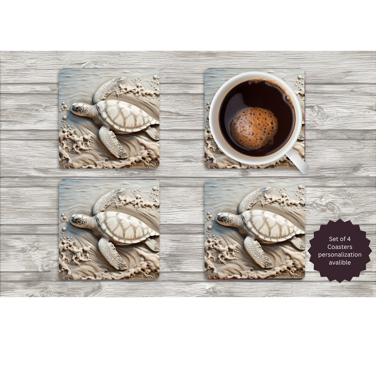 Sea Turtle Coasters — Choose Your Design TheCraftNook
