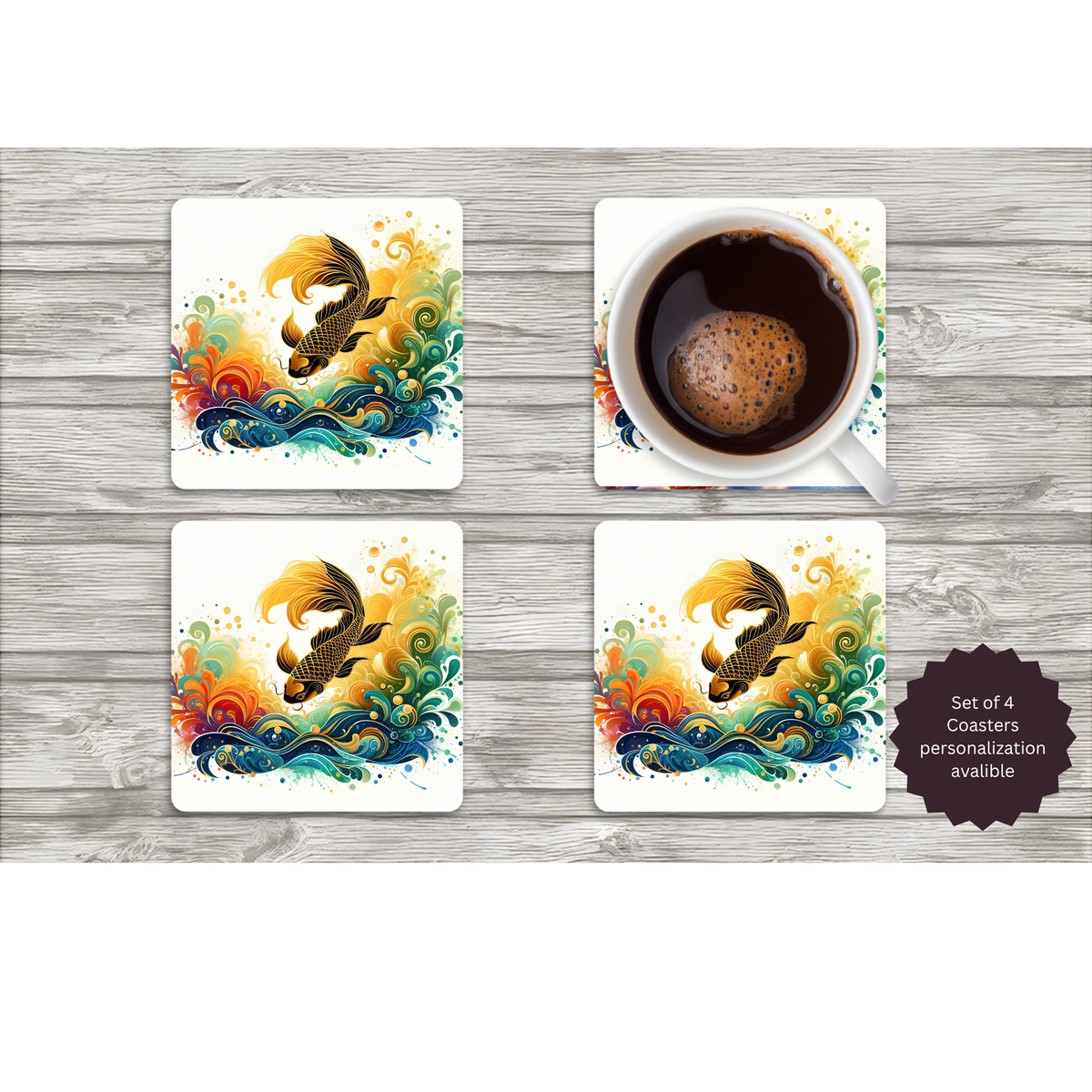 Koi Fish Coasters TheCraftNook