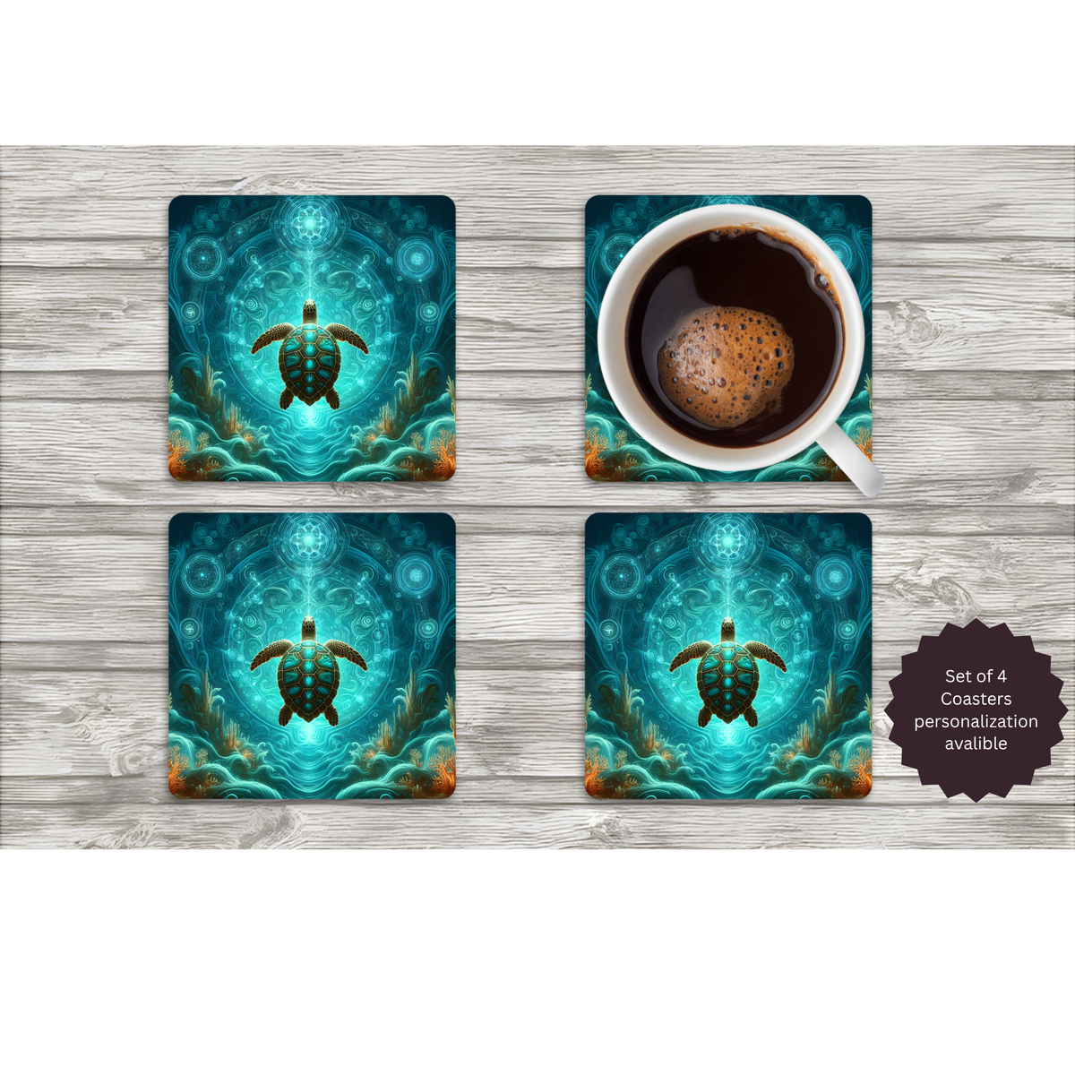 Sea Turtle Coasters — Choose Your Design TheCraftNook