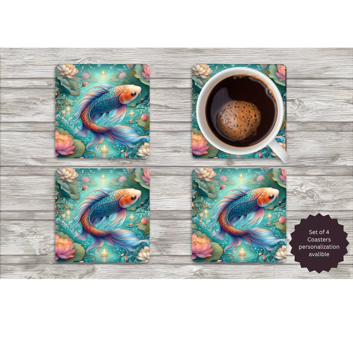 Koi Fish Coasters TheCraftNook