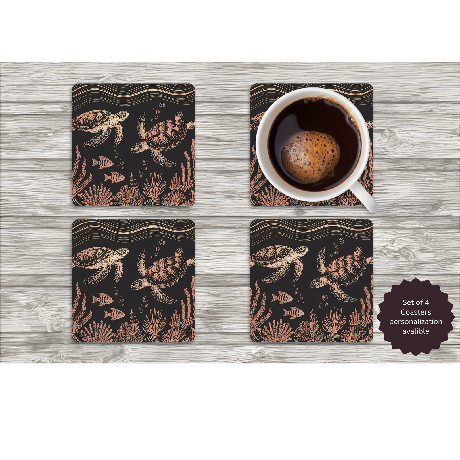 Sea Turtle Coasters — Choose Your Design TheCraftNook