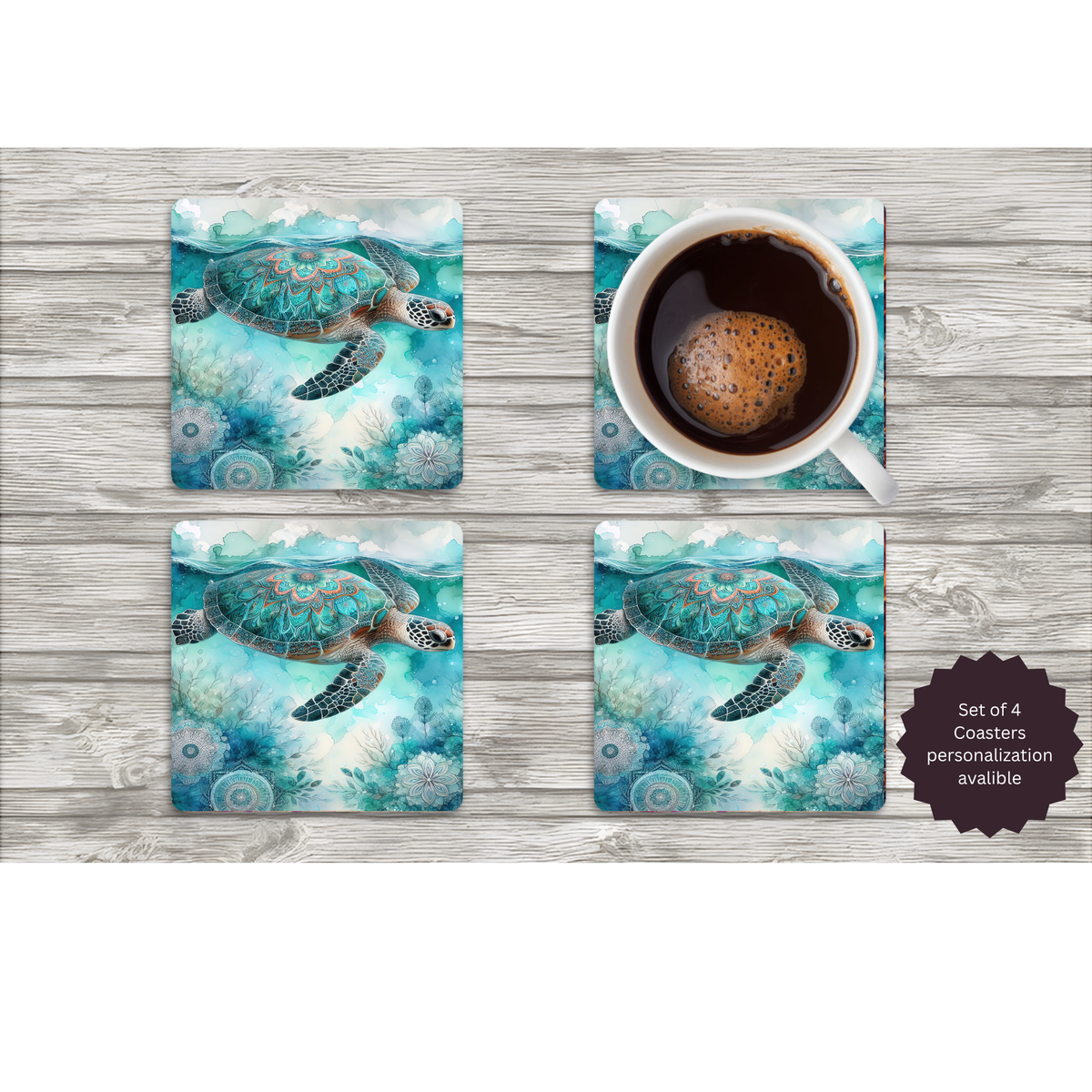 Sea Turtle Coasters — Choose Your Design TheCraftNook