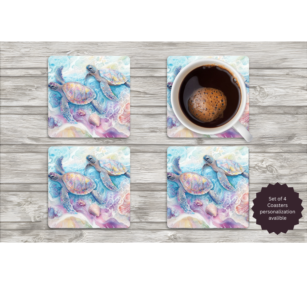 Sea Turtle Coasters — Choose Your Design TheCraftNook