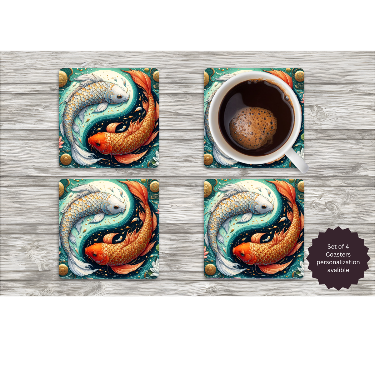 Koi Fish Coasters TheCraftNook