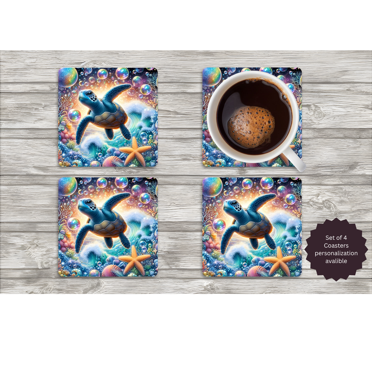 Sea Turtle Coasters — Choose Your Design TheCraftNook
