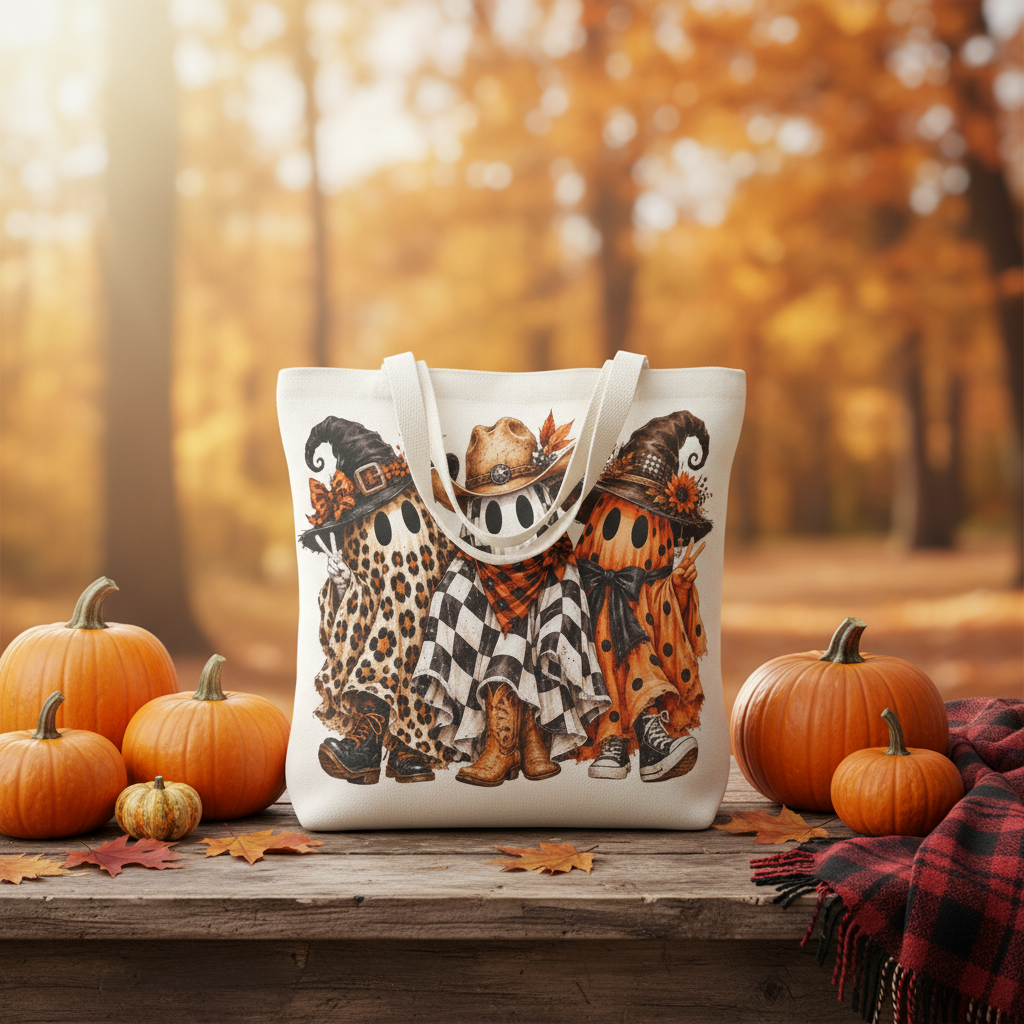 Boo Scootin' Tote Bag Fall Lifestyle