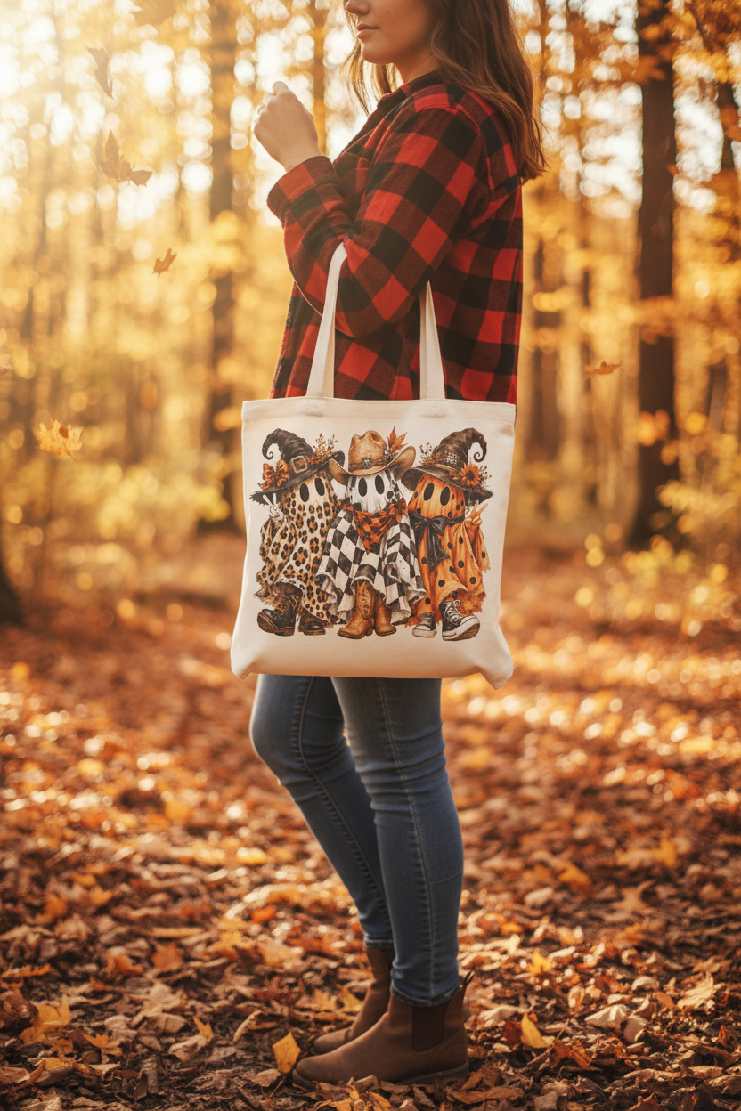 Boo Scootin' Tote Bag Lifestyle with Person