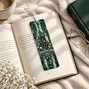 Bookmark styled on an ivory blanket with books
