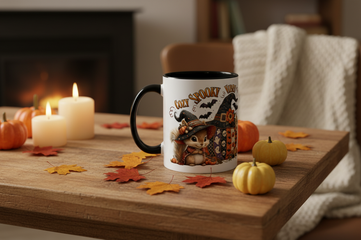 Cozy Spooky Vibes Mug Lifestyle