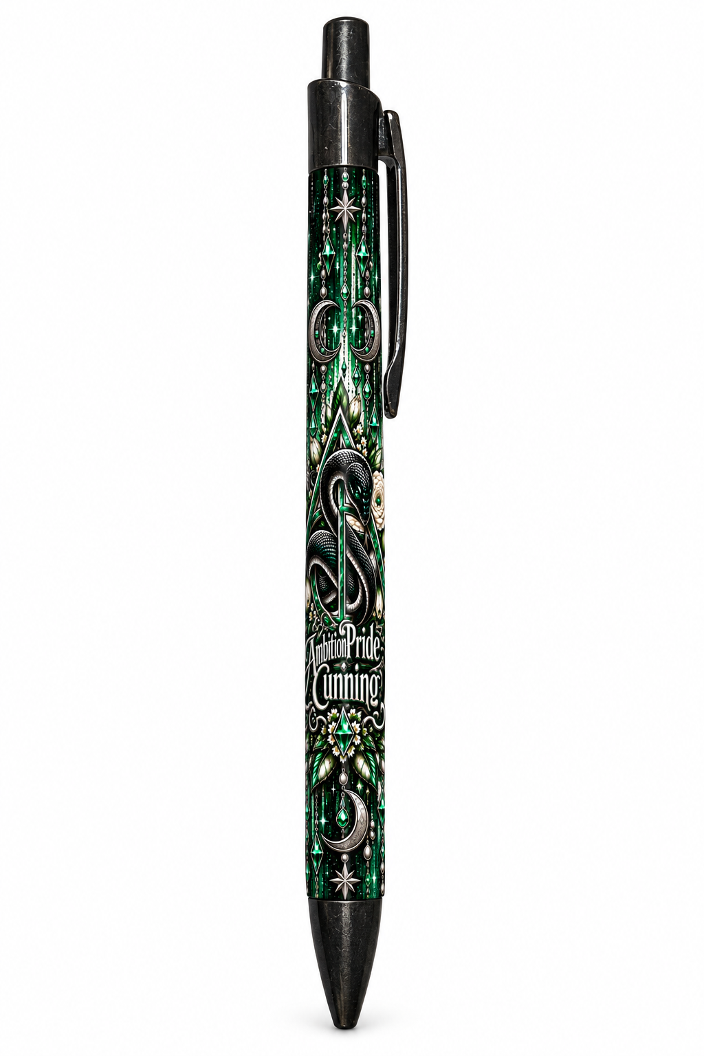 Green snake and celestial design on your click pen