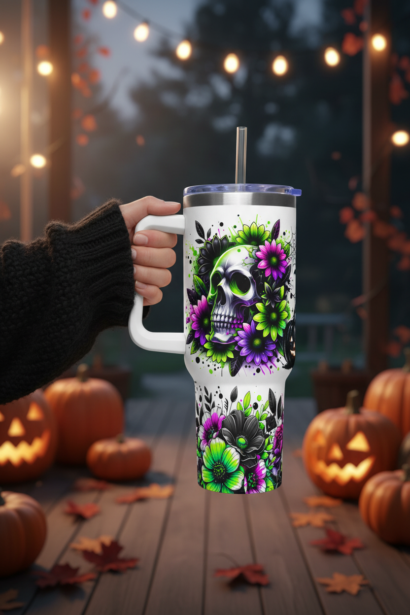 Halloween Skull Tumbler Lifestyle - Skull Side