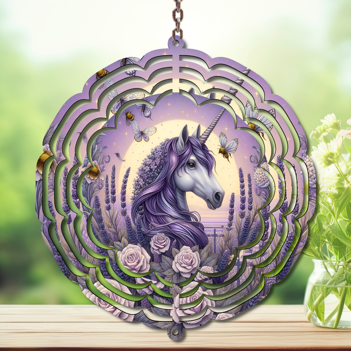 Unicorn Aluminum Metal Wind Spinner, multiple images available. TheCraftNook